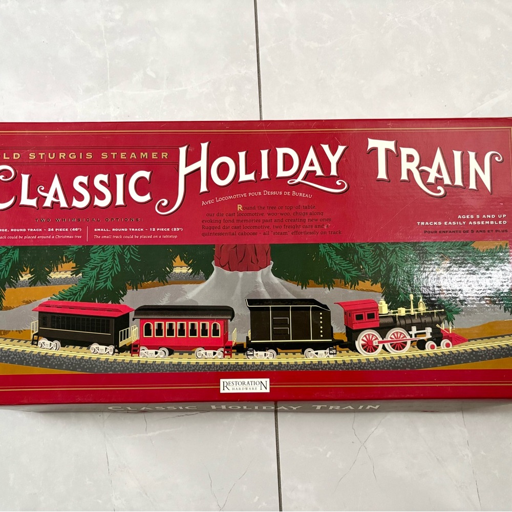 Restoration Hardware Classic Holiday Train Set for under Christmas tree